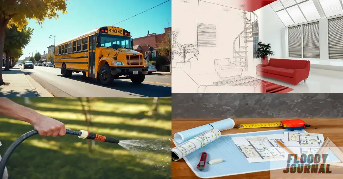 Visual guide showing how long is 25 feet using everyday objects like school buses, garden hoses, and room dimensions for accurate distance estimation.