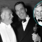 Pablo Huston as a young boy in Mexico, adopted son of John Huston, black and white portrait from 1940s film set.